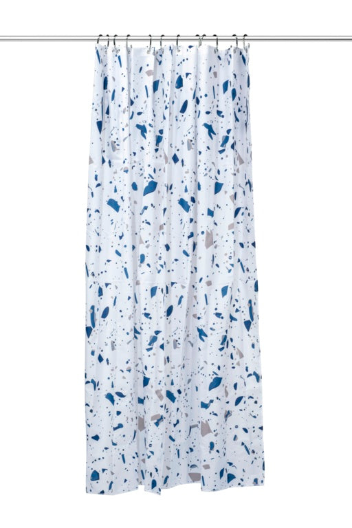 Croydex Shower Curtain 1800mm Blue Terrazzo