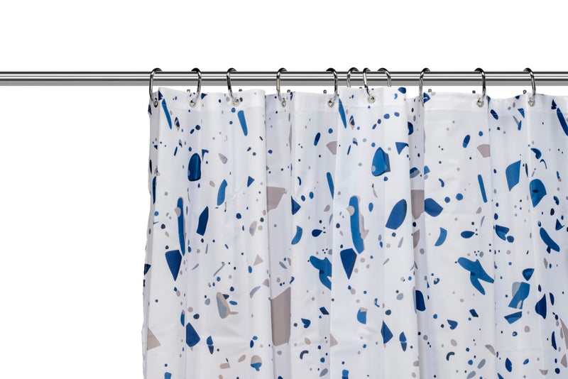 Croydex Shower Curtain 1800mm Blue Terrazzo
