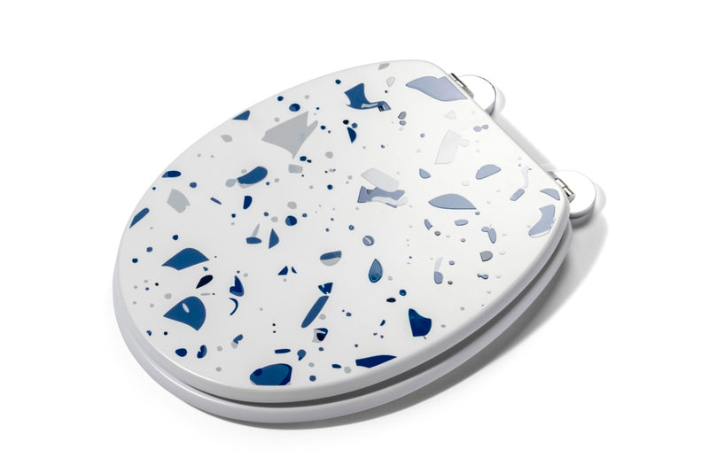 Croydex Toilet Seat Terrazzo Flexi Fix Blue