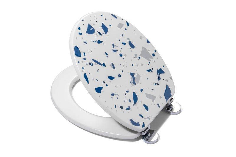 Croydex Toilet Seat Terrazzo Flexi Fix Blue