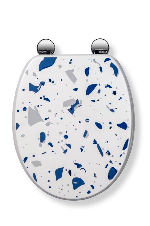 Croydex Toilet Seat Terrazzo Flexi Fix Blue