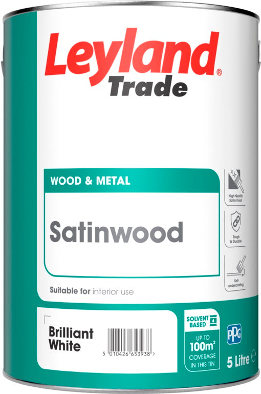 Leyland Trade Satinwood 5L Brilliant White