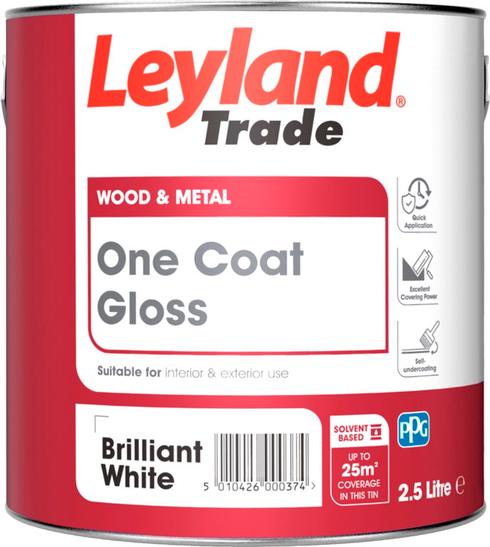 Leyland Trade One Coat Gloss 2.5L Brilliant White