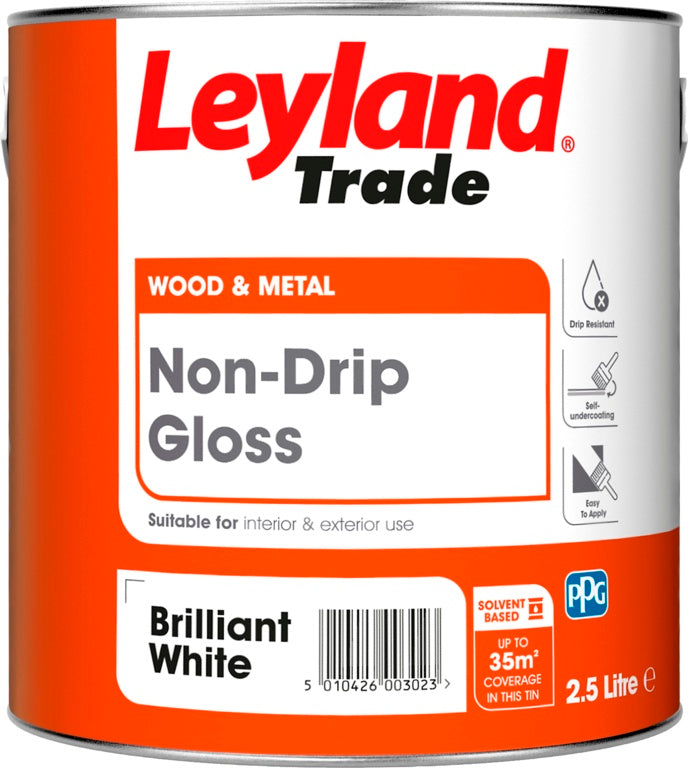 Leyland Trade Non Drip Gloss 2.5L Brilliant White
