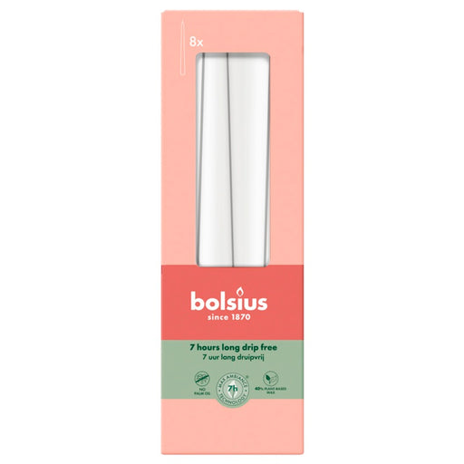 Bolsius Tapered Candles Cloudy White Box 8