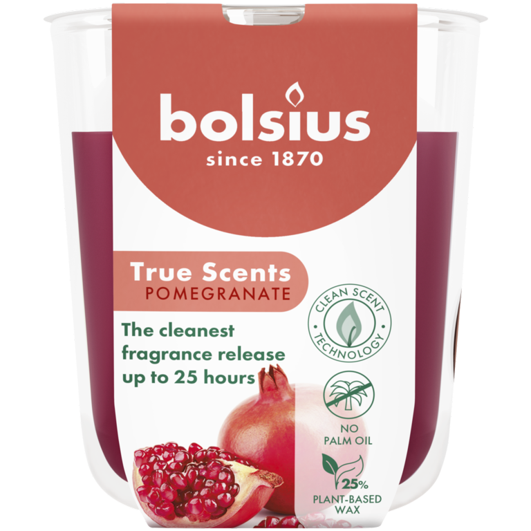 Bolsius Large Fragranced Candle In Glass Jar Pomegranate