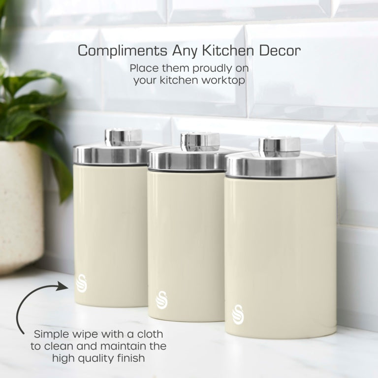 Swan Townhouse Canisters Set Of 3 Cream 1.6L