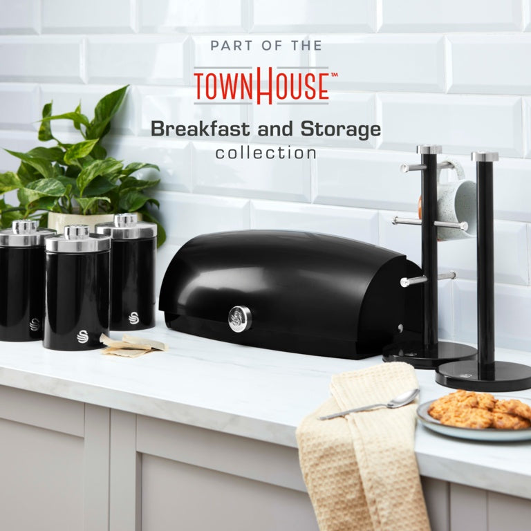 Swan Townhouse Canisters Set Of 3 Black 1.6L