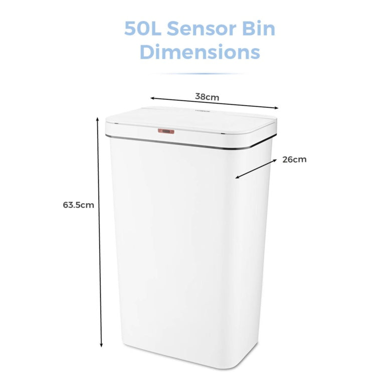 Tower 50L Rectangular Sensor Bin White