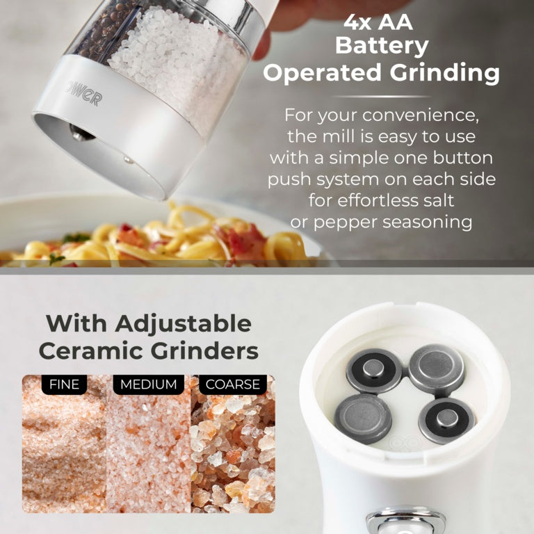 Tower Duo Electric Salt/Pepper Mill White