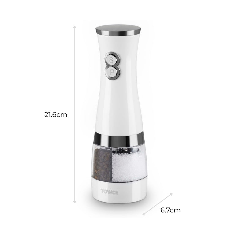 Tower Duo Electric Salt/Pepper Mill White