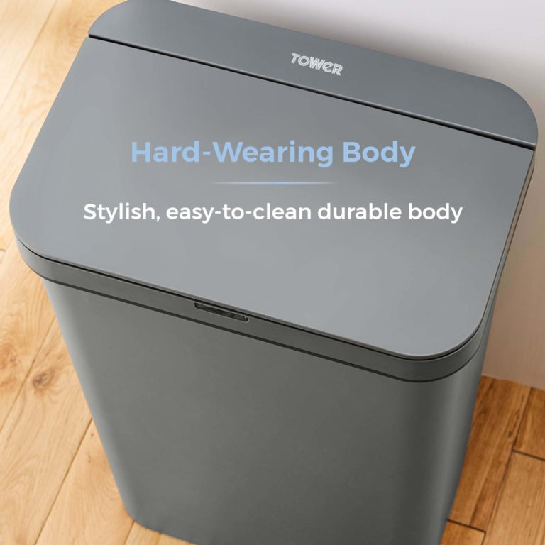 Tower 50L Rectangular Sensor Bin Grey