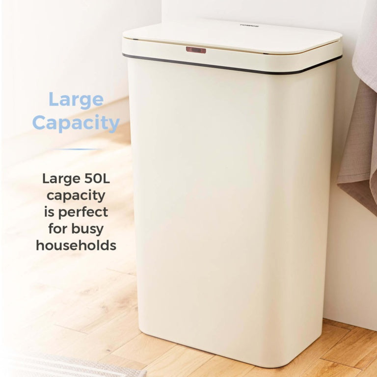 Tower 50L Rectangular Sensor Bin Cream