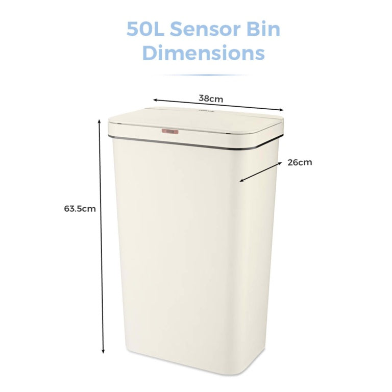 Tower 50L Rectangular Sensor Bin Cream