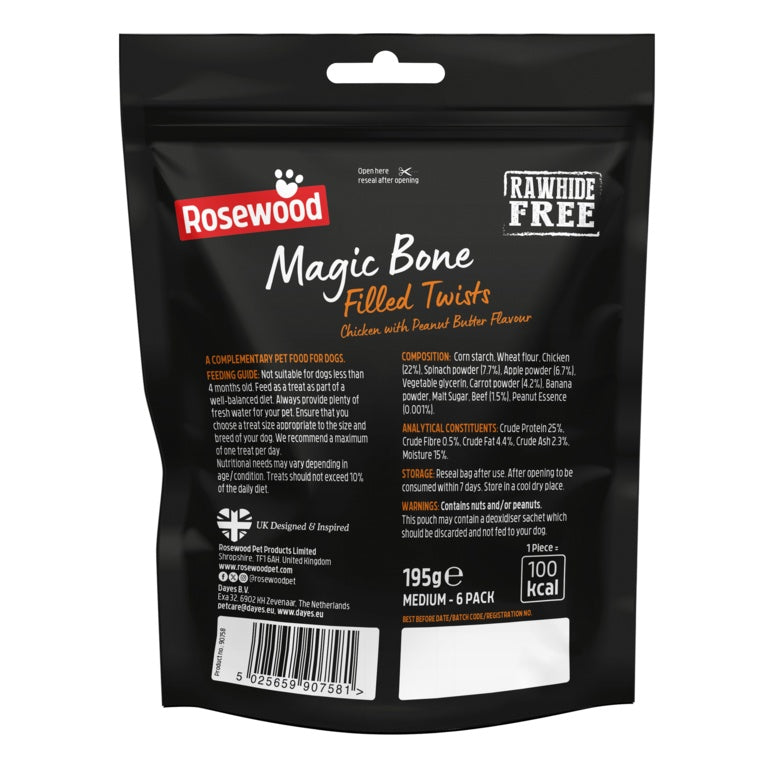 ROSEWOOD Magic Bone Twists Chicken Pack 6 195g