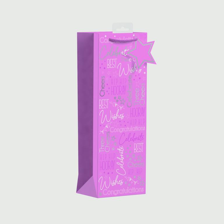 Giftmaker Pink Text Gift Bag Bottle