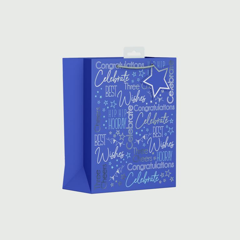 Giftmaker Blue Text Gift Bag Medium