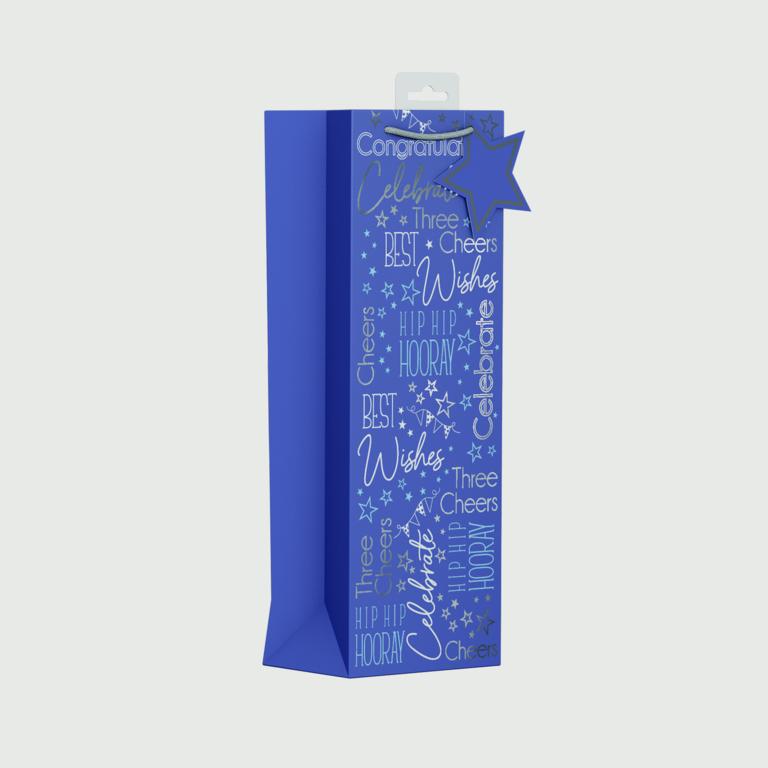 Giftmaker Blue Text Gift Bag Bottle