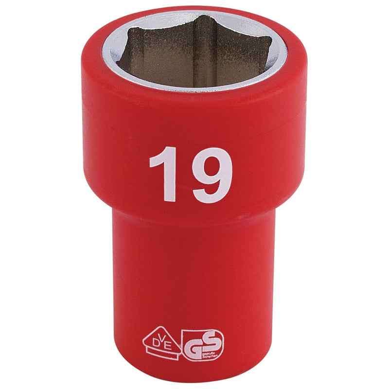 Draper Fully Insulated VDE Socket, 3/8" Sq. Dr., 19mm 31740 Draper - Town Tools 