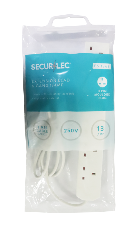 Securlec 6 Gang Extension Lead 2m 13 Amp