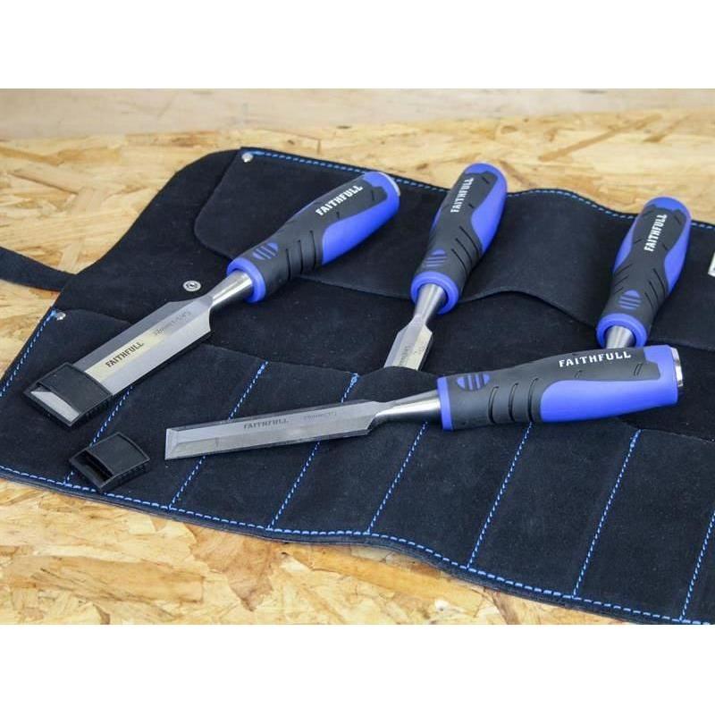 Faithfull 8 Pocket Leather Chisel Roll Faithfull - RockBottom Northampton