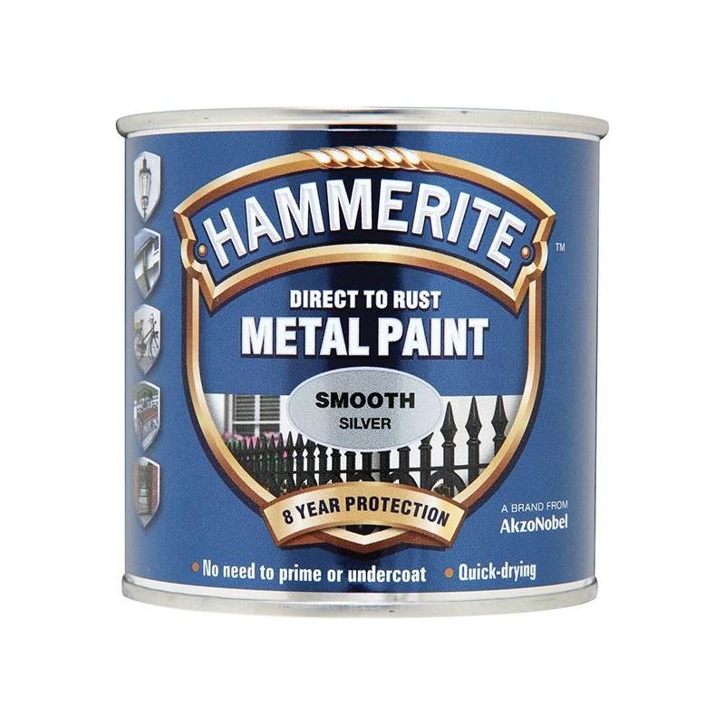 Hammerite Direct to Rust Smooth Finish Metal Paint Silver 750ml Hammerite - RockBottom Northampton