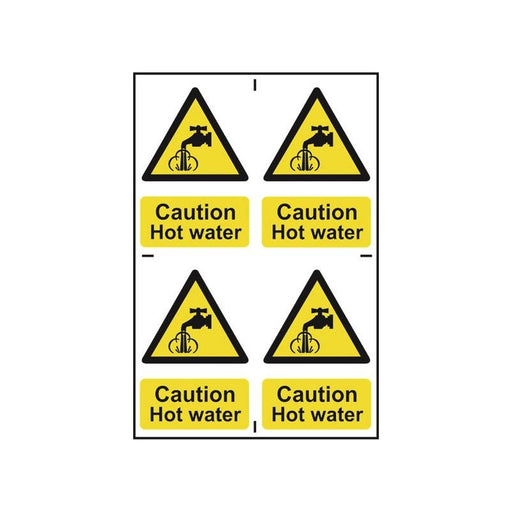 Scan Caution Hot Water - 4 PVC Signs 100 x 100mm Scan - RockBottom Nothampton