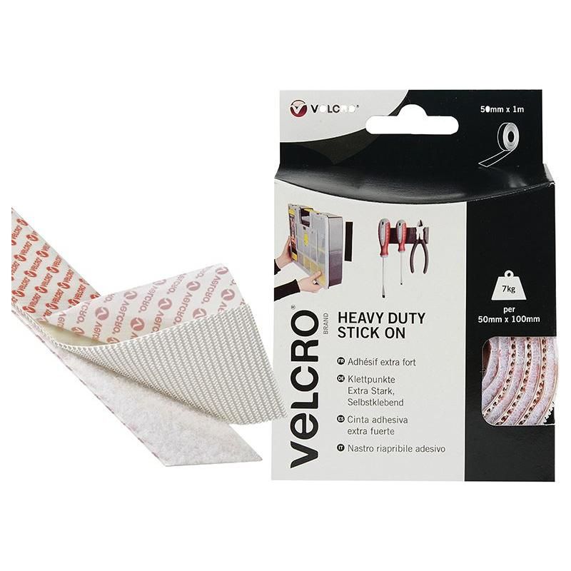 Velcro® Brand VELCRO® Brand Heavy-Duty Stick On Tape 50mm x 1m White VELCRO® Brand - RockBottom Northampton