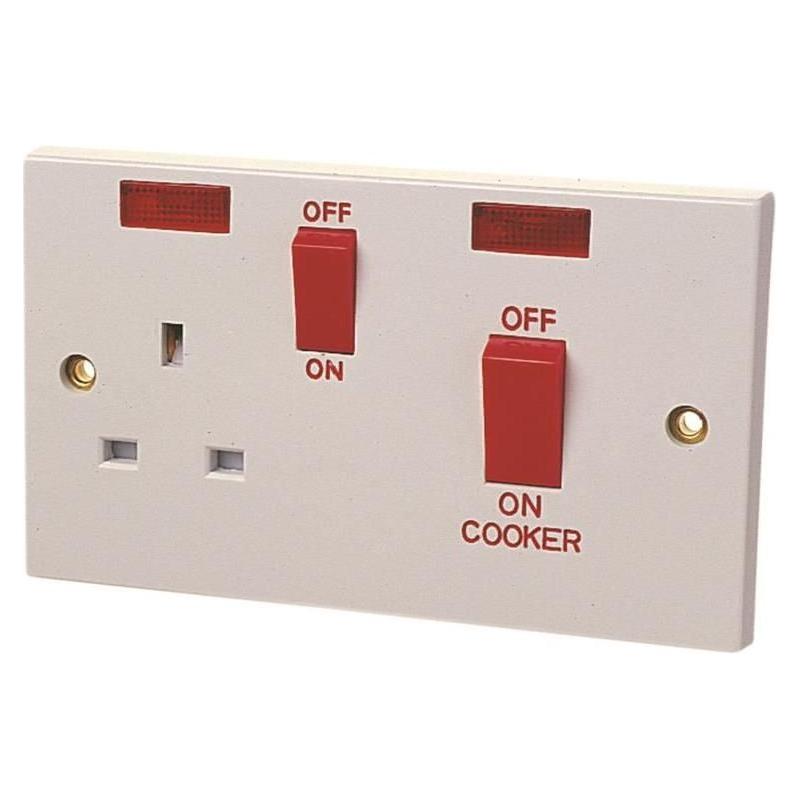 Dencon Double Pole Switch 45A with Switched Socket 13A Dencon - RockBottom Northampton