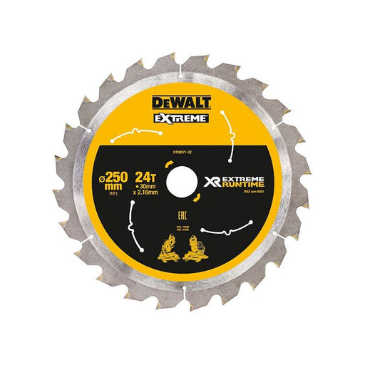 Dewalt Power Tools Extreme Runtime FlexVolt Mitre Saw Blade 250 x 30mm x 24T DeWALT Power Tools - RockBottom Northampton