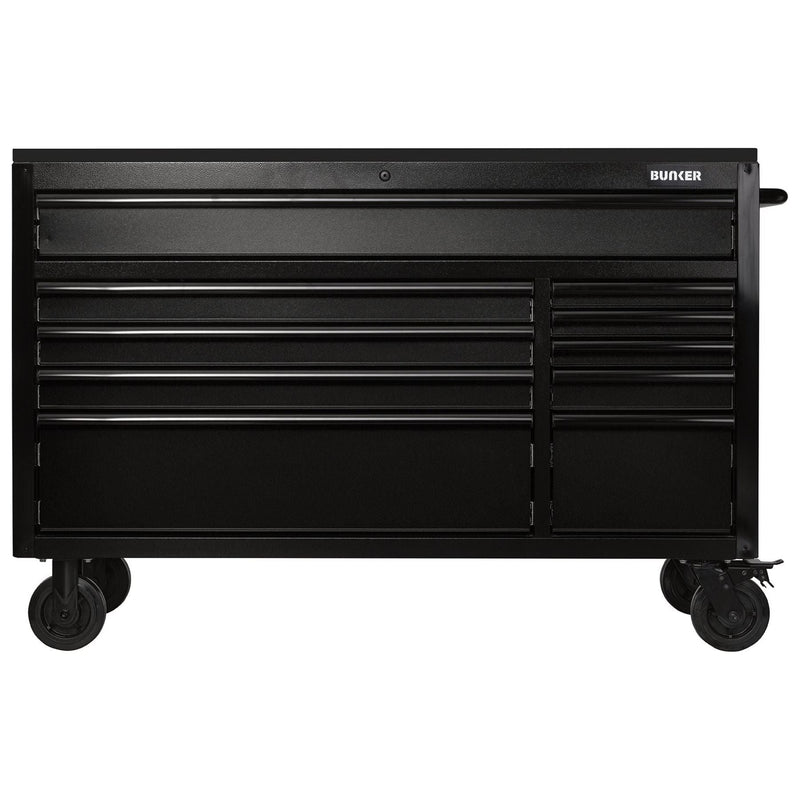 Bunker 10 Drawer Workbench Roller Tool Cabinet with Black Stainless Steel Worktop, 56" Draper - Town Tools