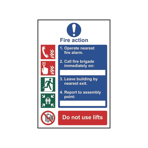 Scan Fire Action Procedure, Style 1 - PVC Sign 200 x 300mm Scan - RockBottom Nothampton