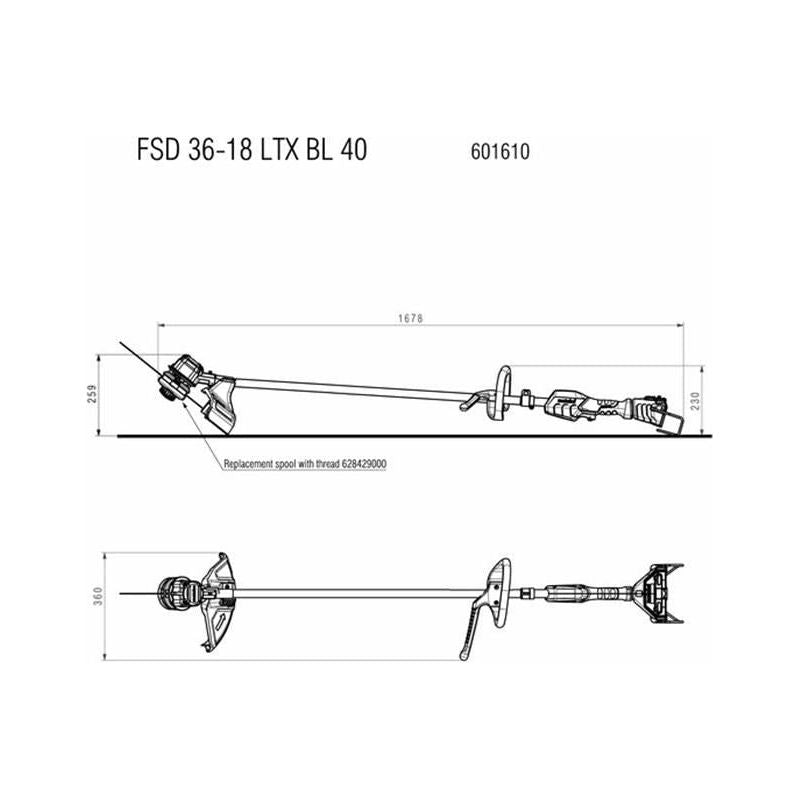 Metabo FSD 36-18 LTX BL 40 Loop Handle Line Trimmer 36V Bare Unit Metabo - RockBottom Northampton