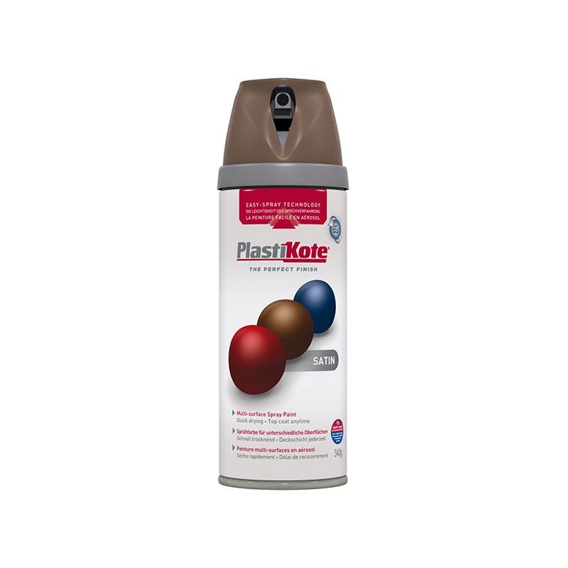 Plastikote Twist & Spray Satin Chocolate Brown 400ml PlastiKote - RockBottom Nothampton