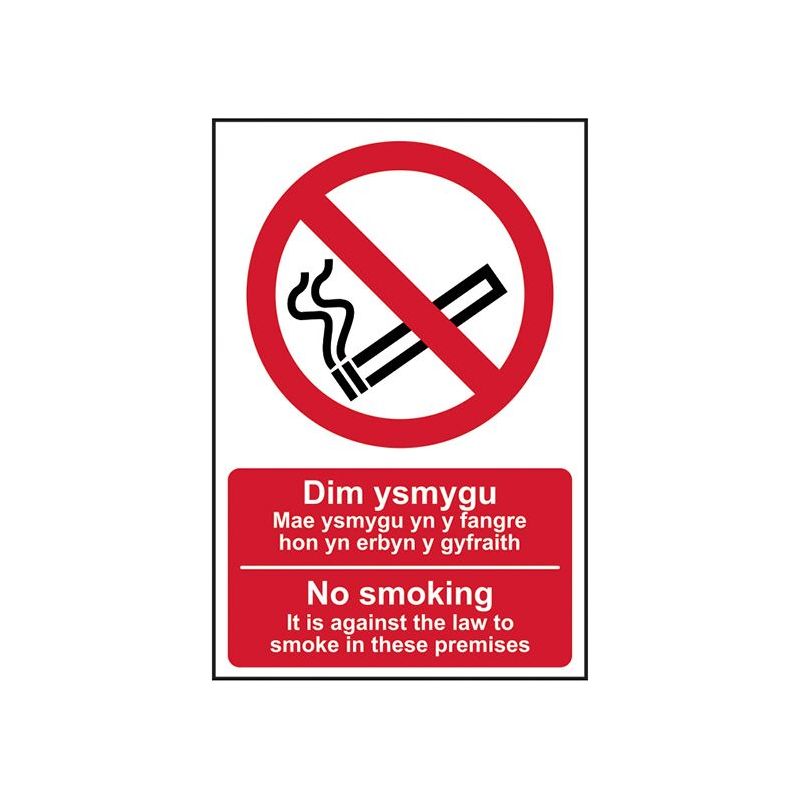 Scan No Smoking Welsh / English - PVC Sign 200 x 300mm Scan - RockBottom Nothampton