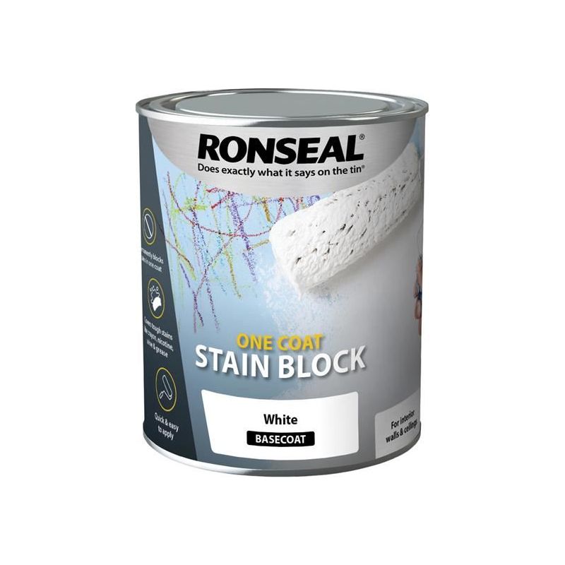Ronseal One Coat Stain Block White 2.5 litre Ronseal - RockBottom Nothampton