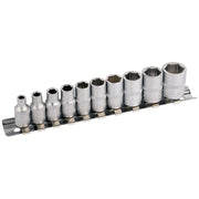 Draper Metric Socket on Metal Rail, 1/4" Sq. Dr. (10 Piece) 16398 Draper - Town Tools 