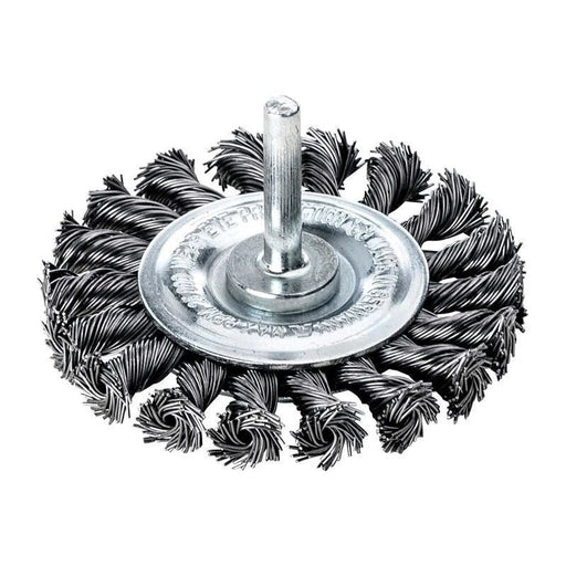 Lessmann Knotted Wheel Brush with Shank 75 x 16mm, 0.50 Steel Wire Lessmann - RockBottom Northampton