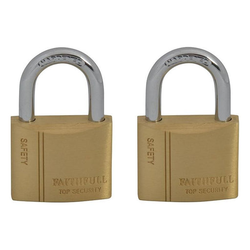 Faithfull Brass Padlock Keyed Alike 2 x 40mm Faithfull - RockBottom Northampton