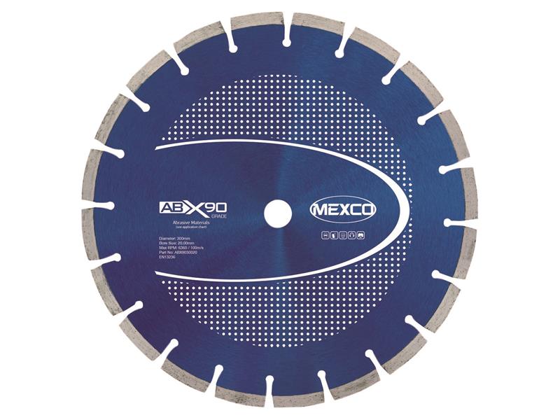 MEXCO Abrasive Materials X90 Grade Diamond Blade 300 x 20mm