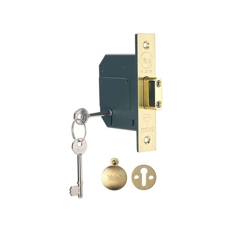 Yale Locks PM562 Hi-Security BS 5 Lever Mortice Deadlock 81mm 3in Polished Brass Yale Locks - RockBottom Northampton