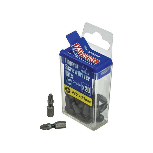 Faithfull Pozi Impact Screwdriver Bits PZ2 x 25mm (Pack 20) Faithfull - RockBottom Northampton