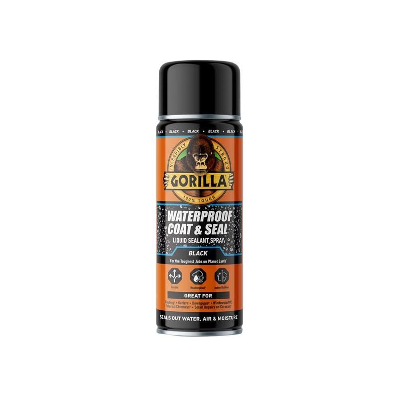Gorilla Glue Waterproof Coat & Seal Spray Black 450ml Gorilla Glue - RockBottom Northampton