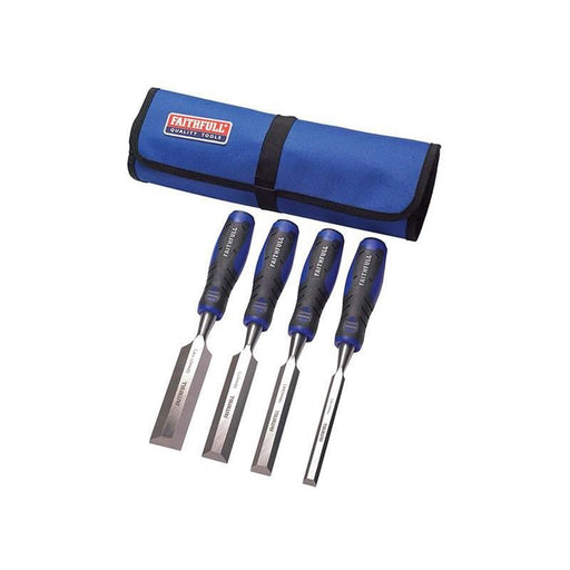 Faithfull Soft Grip Chisel Set + Chisel Roll, 4 Piece Faithfull - RockBottom Northampton