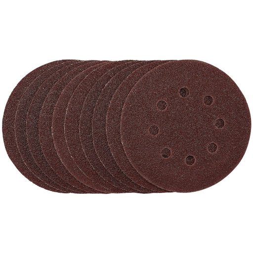 Draper Punched Sanding Discs, 125mm, Hook & Loop, 40 Grit, (Pack of 10) 54392 Draper - Town Tools 