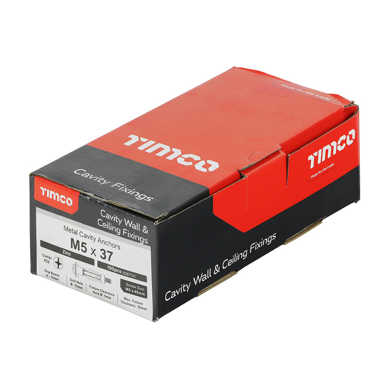 TIMCO Metal Cavity Anchors Silver - M4 x 38 (45mm Screw)