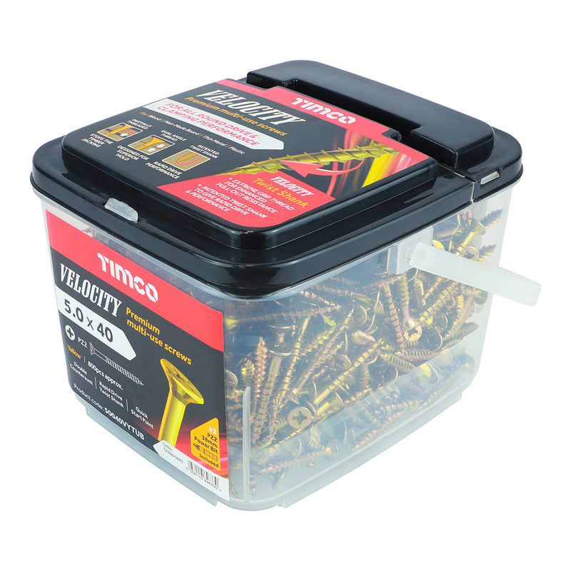 TIMCO Velocity Premium Multi-Use Countersunk Gold Woodscrews — Tub