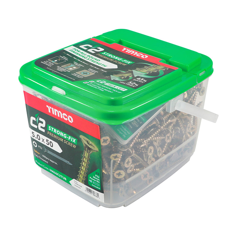 TIMCO C2 Strong-Fix Multi-Purpose Premium Countersunk Gold Woodscrews — Tub