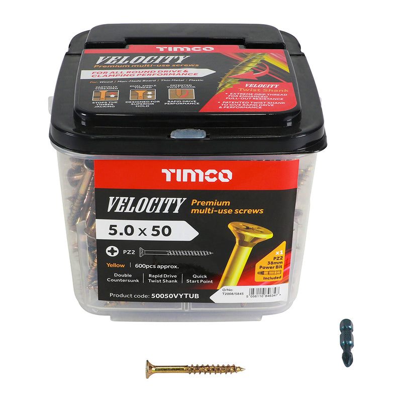 TIMCO Velocity Premium Multi-Use Countersunk Gold Woodscrews — Tub