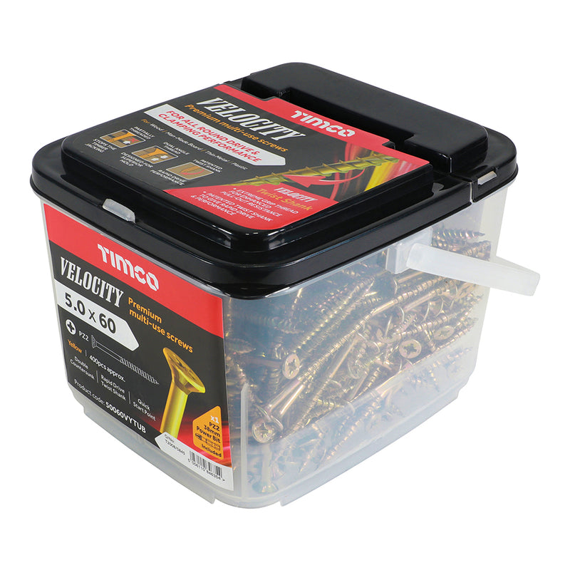 TIMCO Velocity Premium Multi-Use Countersunk Gold Woodscrews — Tub